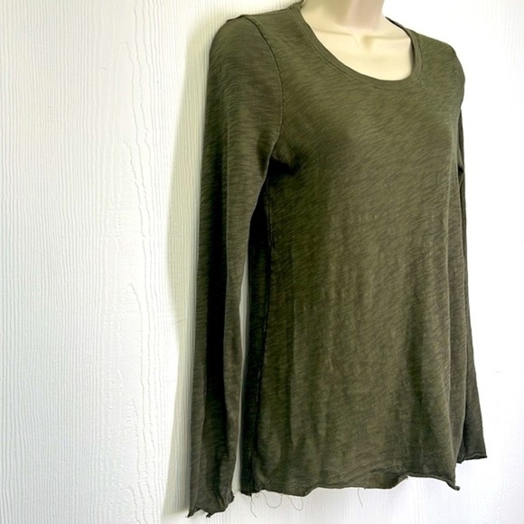 ATM - Army Green Slub Jersey Long Sleeve Distressed Was Long Sleeve T Size Small - Picture 4 of 11